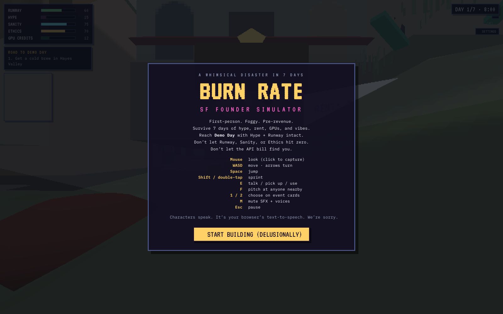 Burn Rate: SF Founder Simulator