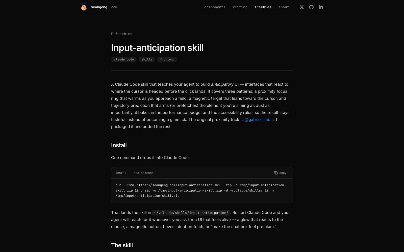 Input Anticipation UI Skill